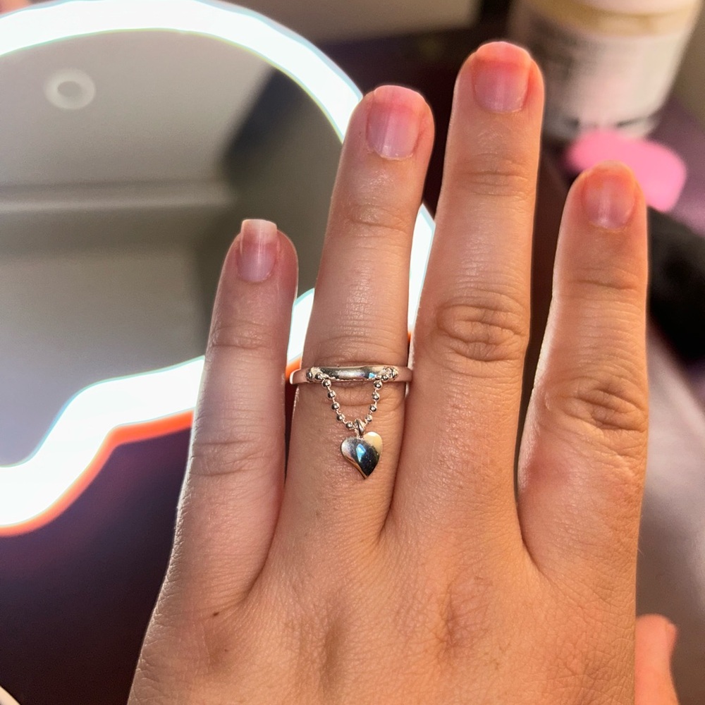 Silver Heart Charm Ring